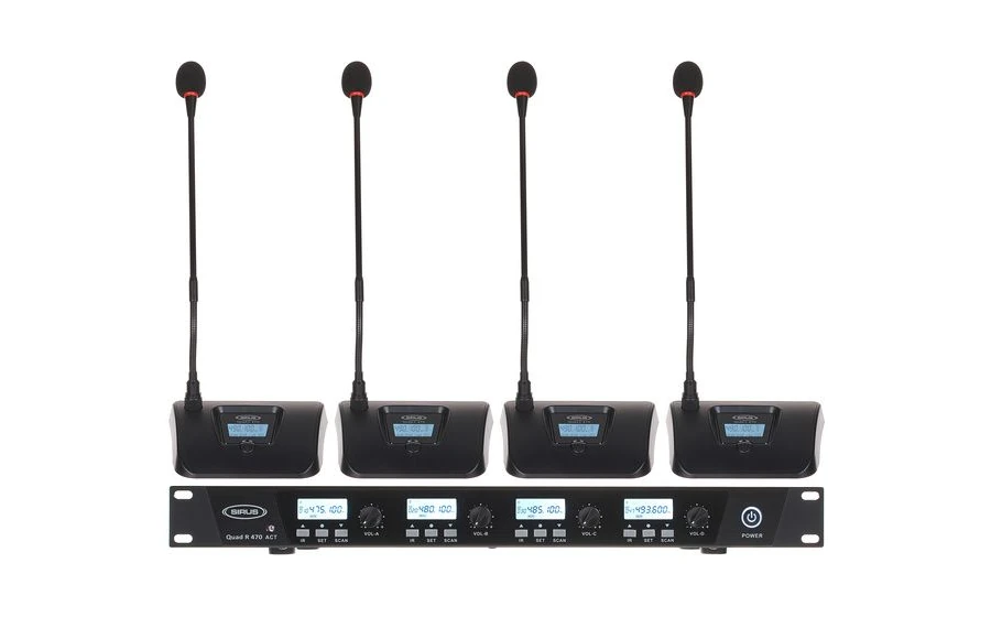 Sirus Quad R 470 + 4 × Quad C 470 juhtmevaba konverentsimikrofonikomplekt